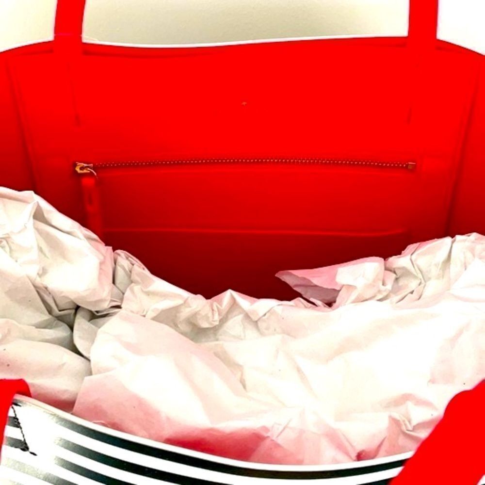 KATE SPADE NWT CHILI PEPPER LEN TOTE SHOULDER BAG EXTRA SPICY RED BLACK STRIPED - Picture 9 of 11